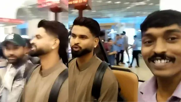 Rohit Sharma and Shreyas Iyer with a fan (Source: X)