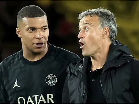PSG Kylian Mbappe and Luis Enrique