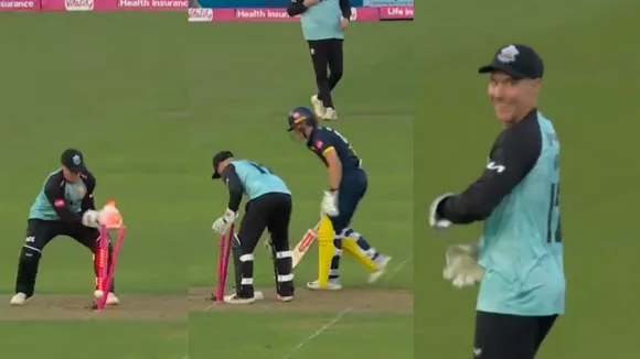 Rory Burns wicketkeeping blunder (Source:X)