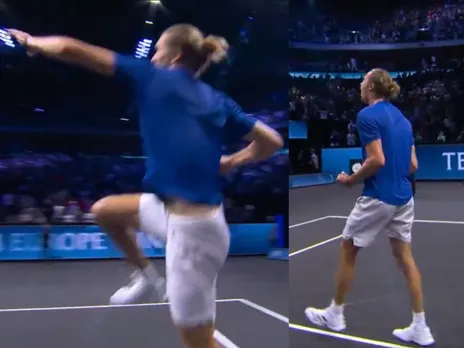 Alexander Zverev punches air in delight (Source: X)