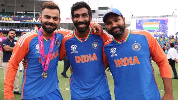 Virat Kohli, Jasprit Bumrah and Rohit Sharma (Source: X)