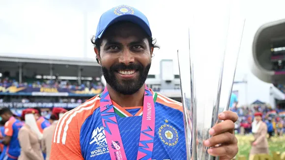 Ravindra Jadeja with World Cup trophy (Source: ICC)