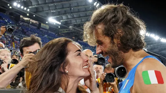 Gianmarco Tamberi with his wife 