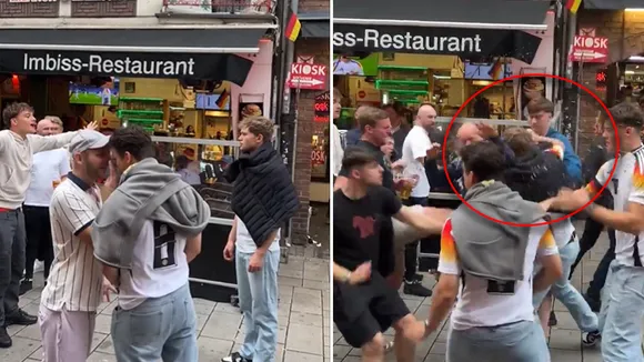 England and Germany fans fight