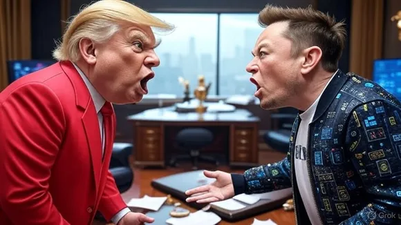 Donald Trump and Elon Musk squabbling