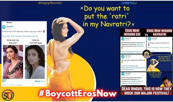 Twitter Shows Anger On Eros Now For Posting Vulgar Posts On Navratri. #BoycottErosNow Trends