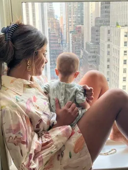 Priyanka Chopra and Daughter Malti Marie Twinning in Red During Cover Photo Shoot