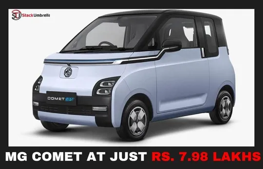 MG Comet EV Rolled Out At A Whooping Price Of Rs. 7.98 Lakh