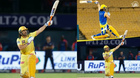 MS Dhoni's vintage batting show: | Video of MS Dhoni hitting a six with one hand in the last over goes viral | A night to remember