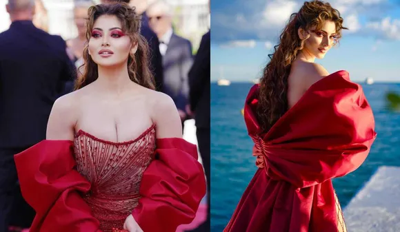 Cannes 2024: Urvashi Rautela walks the Red Carpet in a Strapless Red Shimmery Dress. Fans call her 'Disney Princess'