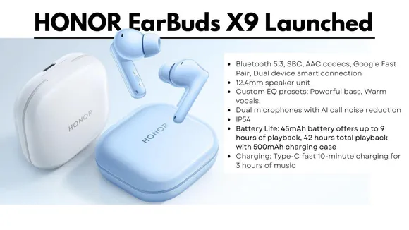 HONOR EarBuds X9 Launched with 42-Hour Battery & 49dB Noise Cancellation