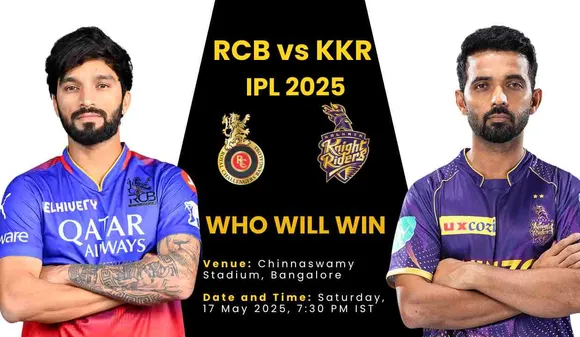 RCB vs KKR IPL 2025 Match 58: Head-to-Head, Dream11 Prediction