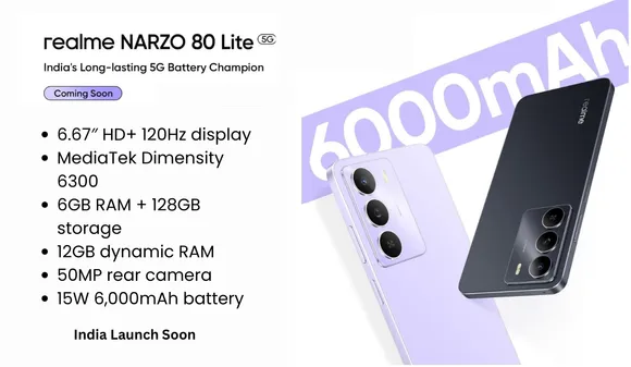 Realme Narzo 80 Lite 5G India Launch Soon, Specs and Design Leaked