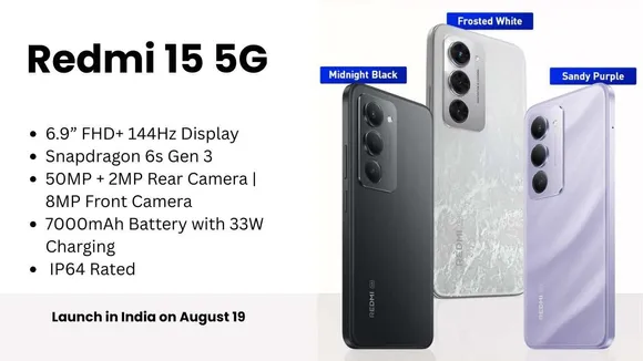 Redmi 15 5G Launch in India on August 19 Know Full Details