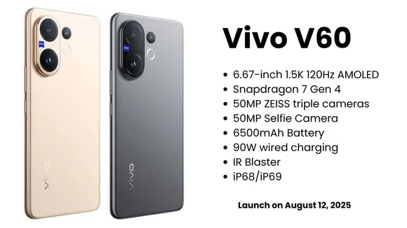 Vivo V60 India Launch on August 12 – Specs, Camera, Battery & Expected Price