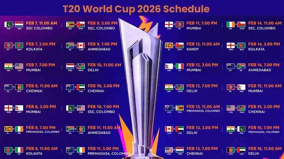 T20 World Cup 2026 India Schedule: IND vs PAK Match on February 15 in Colombo