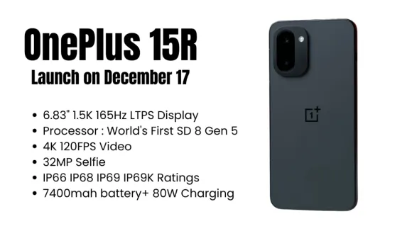 OnePlus 15R India Launch on December 17: Price, Specs, Battery & Features Revealed