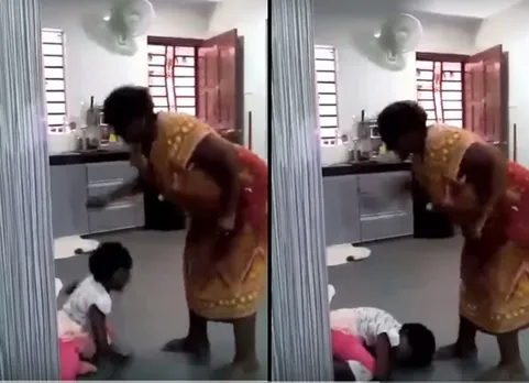 குழந்தையை கொடூரமாக தாக்கும் பெண்... மனதை பதபதக்க  வைக்கும் வீடியோ!