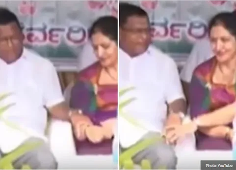 கையை தேவையில்லாமல் பிடித்த காங்கிரஸ் தலைவர்: அதிர்ச்சியில் கையை தட்டிவிட்ட பெண் எம்.எல்.சி.