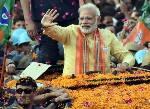 Narendra Modi during road show