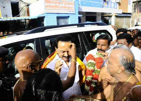 MK Stalin at Srirangam, Srirangam Ranganathaswamy Temple