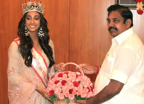 தமிழக முதல்வரை சந்தித்த ’மிஸ் இந்திய’ அழகி!