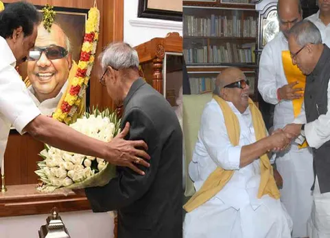 கோபாலபுர இல்லத்தில் பிரணாப் முகர்ஜி..  கருணாநிதி நல்ல தலைவர் என புகழாரம்!