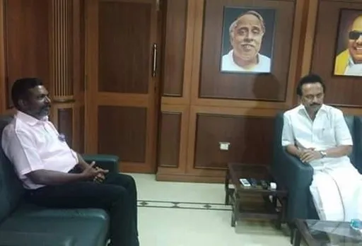 MK Stalin - Thol Thirumavalavan Meeting, Thol Thirumavalavan At Anna Arivalayam, DMK-VCK Alliance, மு.க.ஸ்டாலின், தொல்.திருமாவளவன்