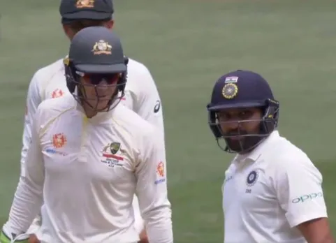 tim paine rohit sharma india vs australia - சீண்டிய ஆஸ்திரேலிய கேப்டன்! கடைசிவரை அசராத ரோஹித்! (வீடியோ) பெய்னின் எந்த சீண்டலுக்கும் அசராத ரோஹித்