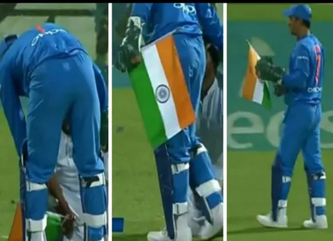 MS Dhoni's "Patriotic Gesture" During 3rd T20I Sends Twitter Into A Frenzy - காலில் விழுந்த ரசிகர்... தேசியக் கொடியை ஏந்திய தோனி! ரசிகர்கள் பாராட்டு மழை!