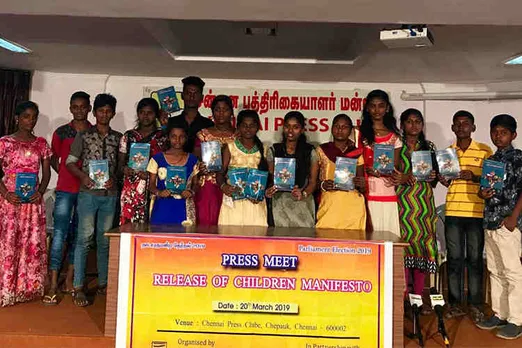 Children's Election Manifesto, Arunodhaya center, Unicef, Parliment Election 2019, Lok Sabha Elections 2019, Street Children, Chennai Street Children - அருணோதயா, யூனிசெப், குழந்தை தொழிலாளர்கள், நாடாளுமன்ற தேர்தல், மக்களவை தேர்தல், எடப்பாடி கே பழனிசாமி, ஸ்டாலின். திமுக, அதிமுக