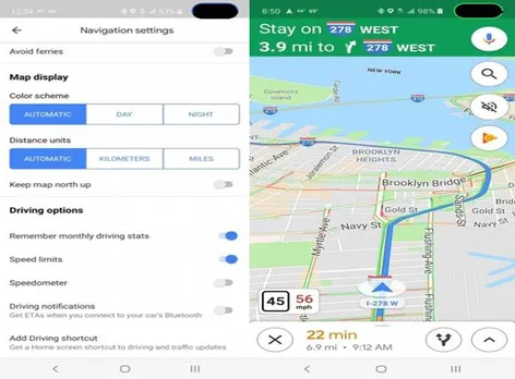 Google Maps Navigation Speedometer