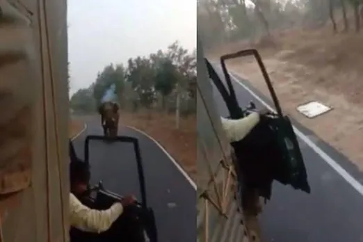Viral video: Angry elephant chases lorry, rips off bonnet at Karnataka - கர்நாடகாவில் ஆட்டோவை ஓட ஓட விரட்டிய யானை - வைரல் வீடியோ