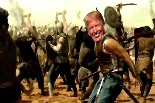donald trump, donald trump in india, டொனால்ட் டிரம்ப், பாகுபலி 2 வீடியோ, baahubali video, donald trump baahubali song video, donald trump india visit, டிரம்ப் இந்தியா வருகை, பாகுபலி டிரம்ப், trump india visit, trump modi meeting