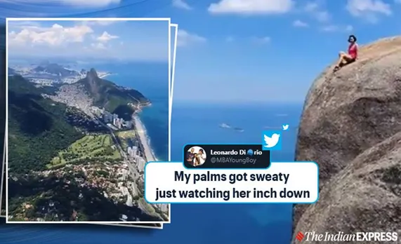 Trending Viral Video of woman posing at the edge of 3000 feet cliff