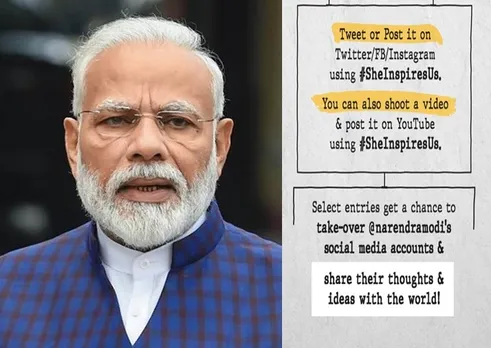 She Inspires Us Narendra Modi gives away his social media accounts