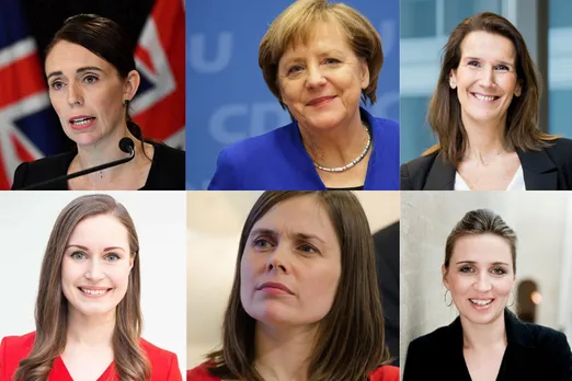 Jecinda Ardern, Angela Merkal, Sophie Wilmès, sanna marin, Katrín Jakobsdóttir, Mette Frederiksen