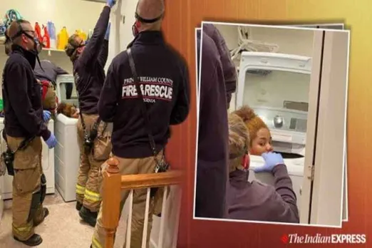 America, virginia, girl stuck in washing machine, hide and seek, lockdown, hide and seek gone wrong, virginia, viral videos, odd news, indian express, viral video