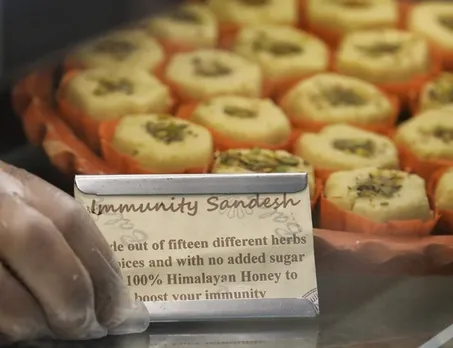 Immunity Sandesh a blend of Tulsi, Turmeric, bay leaf, saffron and Himalayan honey