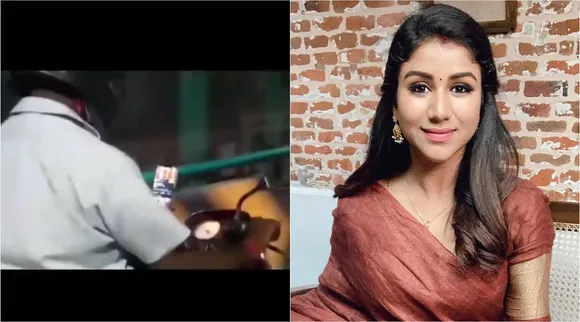 man watches raja rani 2 serial on mobile phone while riding bike, செல்போனில் டிவி சீரியல் பார்த்துக்கொண்டே பைக் ஓட்டிச்சென்ற அந்த நபர், ராஜா ராணி 2 சீரியல், ஆல்யா மானசா, கோவை, வைரல் வீடியோ, peson watches raja rani serial while riding bike, alya manasa, raja rani 2, police fined who watches raja rani 2 serial on mobile phone while riding bike, tamil news, coimbatore, viral video