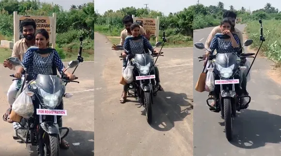 ஷூட்டிங் ஸ்பாட்டில் சந்தியா பைக் ரைடு : பயத்தில் சரவணன்... ராஜா ராணியில் அடுத்த சீன் இதுதானா?