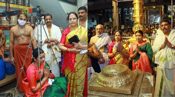 Durga Stalin worshiped at Guruvayur temple, Guruvayur temple, Durga Stalin, CM MK Stalin wife Durga Stalin, குருவாயூர் கோயிலில் துர்கா ஸ்டாலின் எடைக்கு எடை நேர்த்திக்கடன், துர்கா ஸ்டாலின் துலாபாரம் நேர்த்திக்கடன், குருவாயூர் கோயில், Durga Stalin prayer, kerala, DMK, Guruvayur temple Kerala