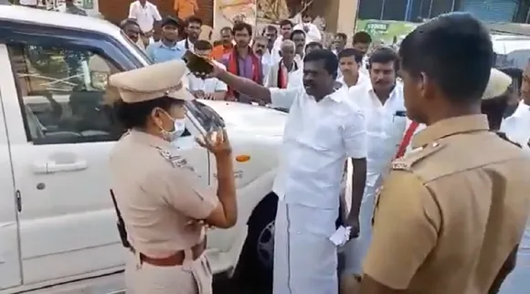 குற்றாலம்: பெண் இன்ஸ்பெக்டர்- திமுக மா.செ வாக்குவாதம் வீடியோ