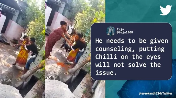 Mother punishes cannabis addicted son, Telangana Mother punishes cannabis addicted son, Ganj addicted son, Telangana, கஞ்சாவுக்கு அடிமையான மகன், மகனை கட்டிவைத்து முகத்தில் மிளகாய் பொடி தூவிய அம்மா வைரல் வீடியோ, நெட்டிசன்கள் அட்வைஸ், தெலங்கானா, Mother punishes cannabis addicted son with chilli powder, Mother punishes cannabis addicted son with chilli powder video viral, netizens advice