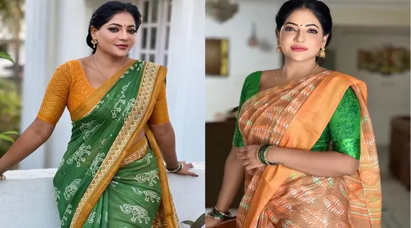 தாவணியில் கிளாமர் போட்டோ ஷூட்:  'ராதிகா'வுக்கு இவ்ளோ வயசுன்னு சொன்னா யார் நம்புவா?