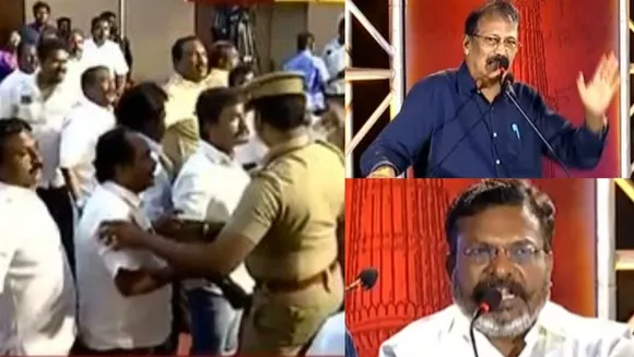 விவாத மேடையில் தி.மு.க-வை தாக்கிய கிருஷ்ணசாமி: கொந்தளித்த கூட்டத்தை 'கூல்' செய்த திருமா