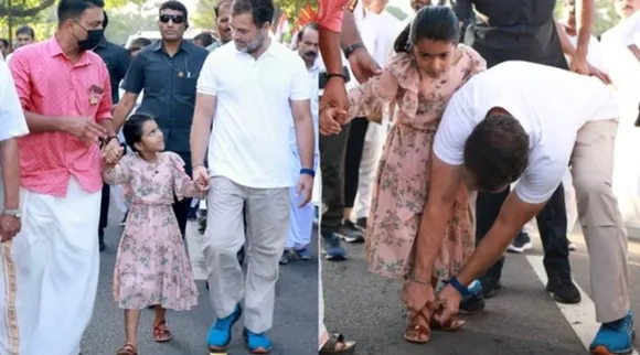 பாரத் ஜோடோ யாத்திரை.. சிறுமி செருப்பு அணிய உதவிய ராகுல்.. வைரல் வீடியோ