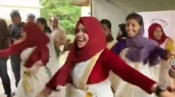 muslim girls celebrates Onam, Kerala, girl wears hijab, hijab wears students dance, hijab wears students dance in Onam celebrations , viral video, kerala viral video, onam viral video