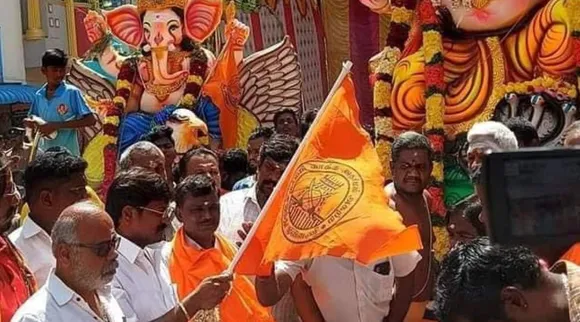 dmk, hindu fron flag, vaniyambadi dmk, controversy,