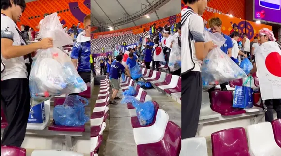 Japan fans cleaning stadium after win over Germany in FIFA Tamil News